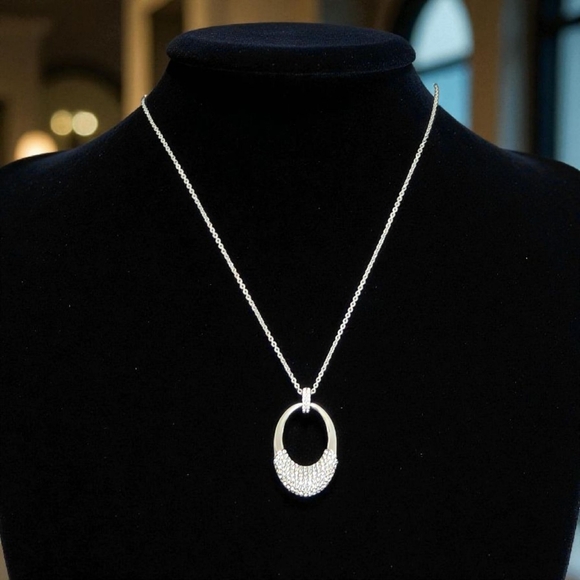 Swarovski Jewelry - Swarovski Silver Tone Medium Oval Crystal Pendant Necklace